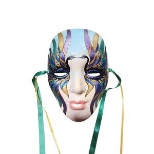 Face Mask Hand Painted with Ribbons Wall Hanging Art Wall Decor